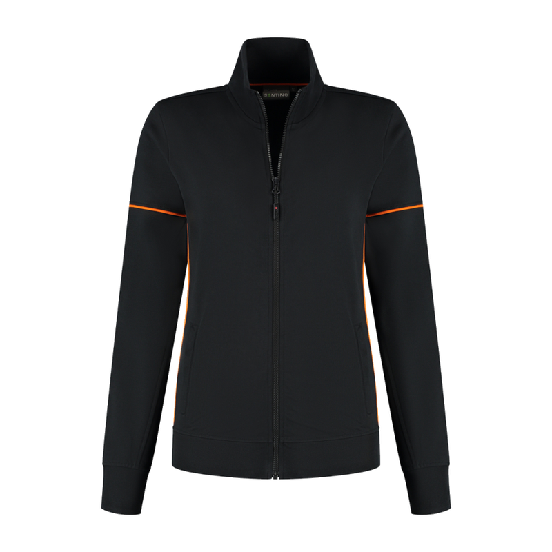 santino-contrast-sweatvest-colt-ladies-zwart-oranje