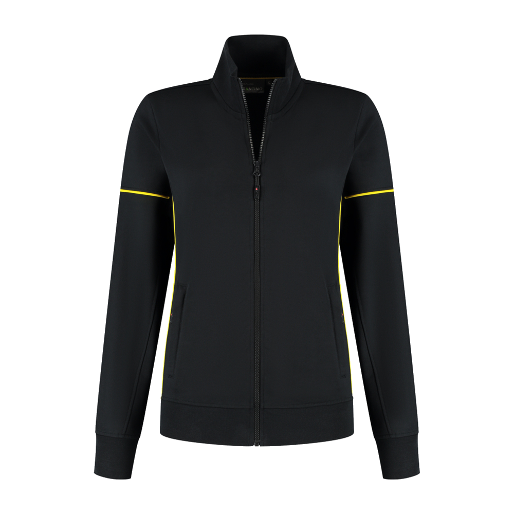santino-contrast-sweatvest-colt-ladies-zwart-geel
