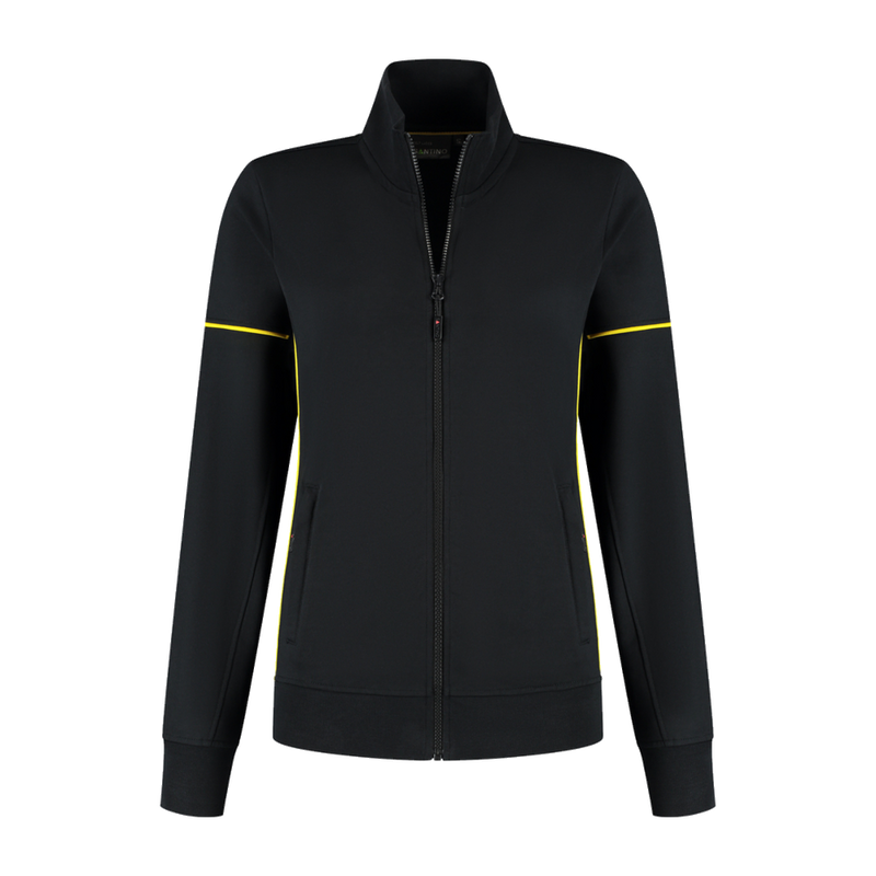 santino-contrast-sweatvest-colt-ladies-zwart-geel