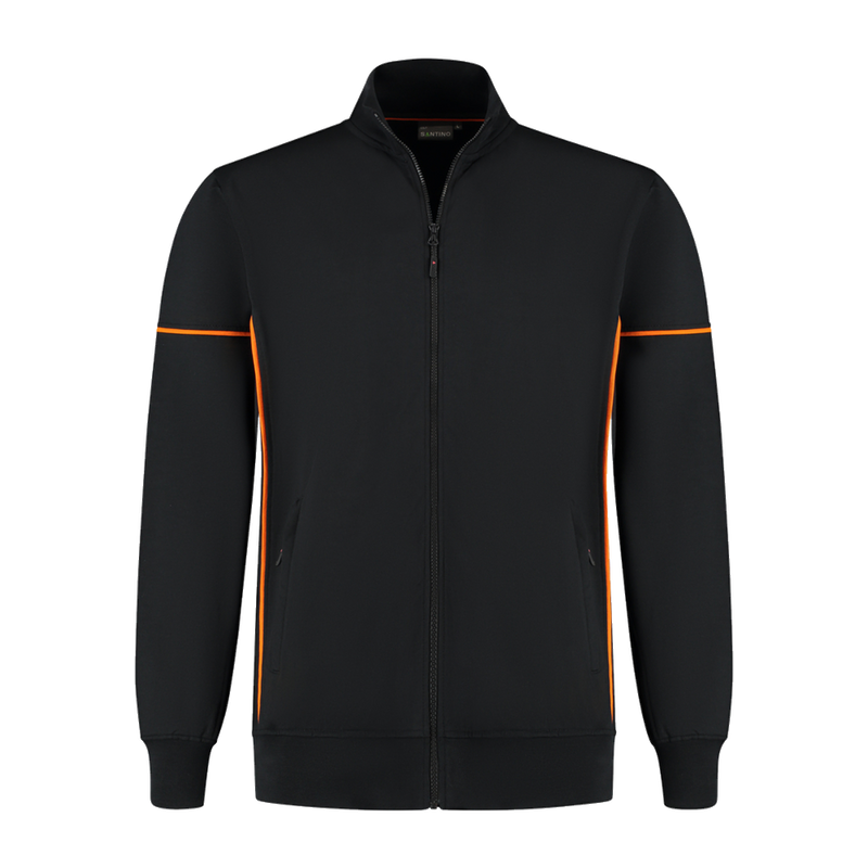 santino-contrast-sweatvest-colt-zwart-oranje