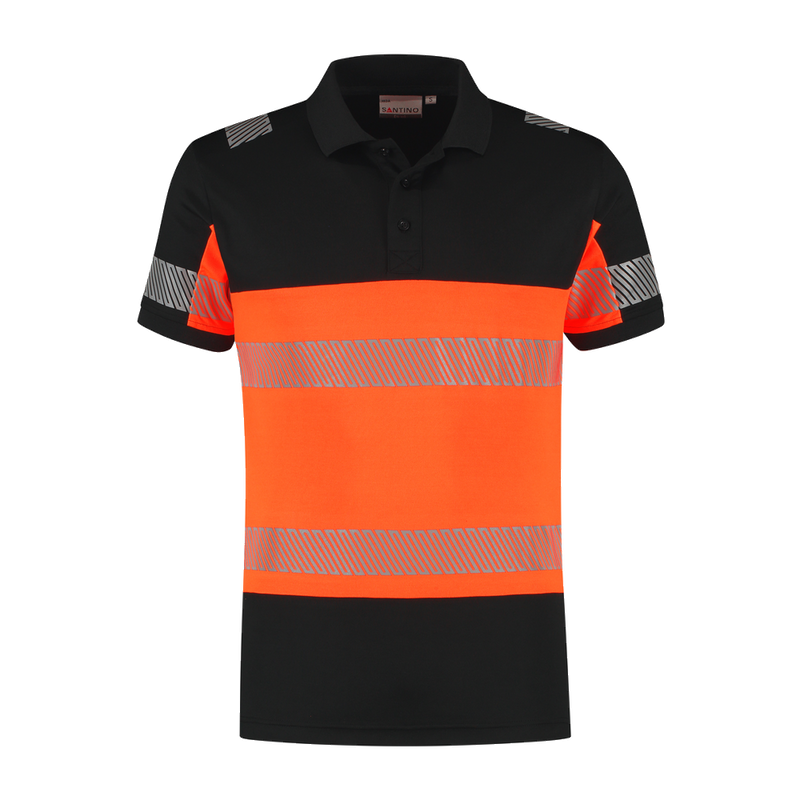 santino-en-vis-poloshirt-heda-zwart-oranje