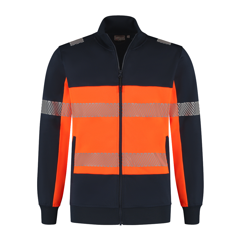 santino-en-vis-sweatvest-hugo-navy-oranje