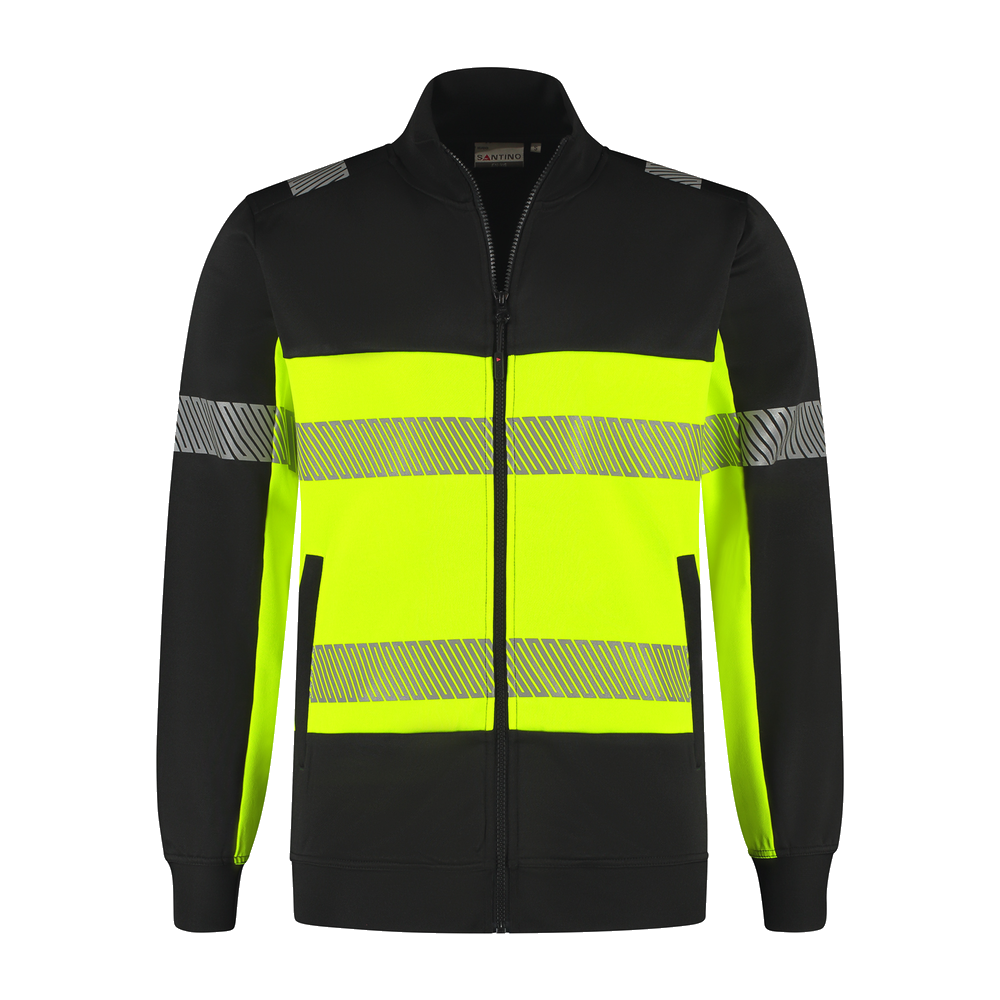 santino-en-vis-sweatvest-hugo-zwart-geel
