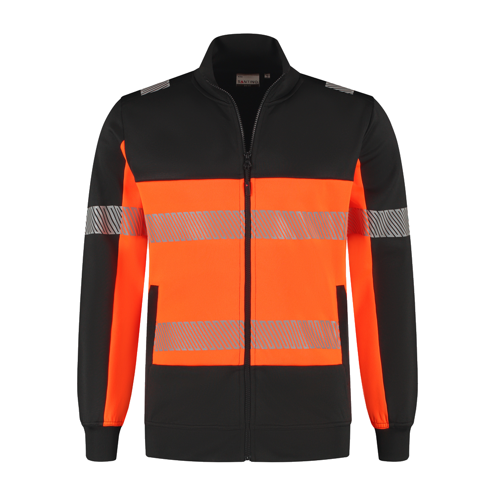 santino-en-vis-sweatvest-hugo-zwart-oranje