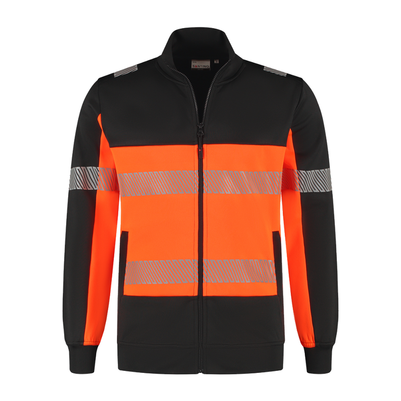 santino-en-vis-sweatvest-hugo-zwart-oranje