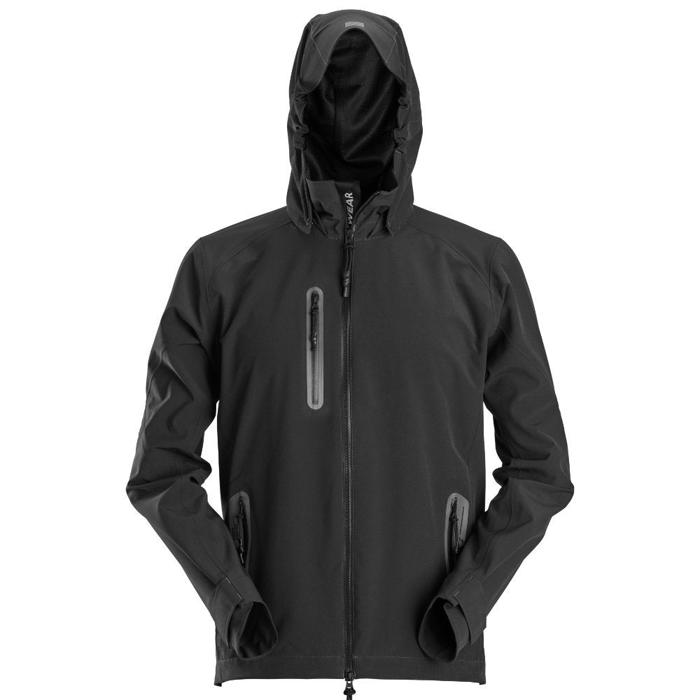 snickers-flexiwork-softshell-jack-met-capuchon-zwart