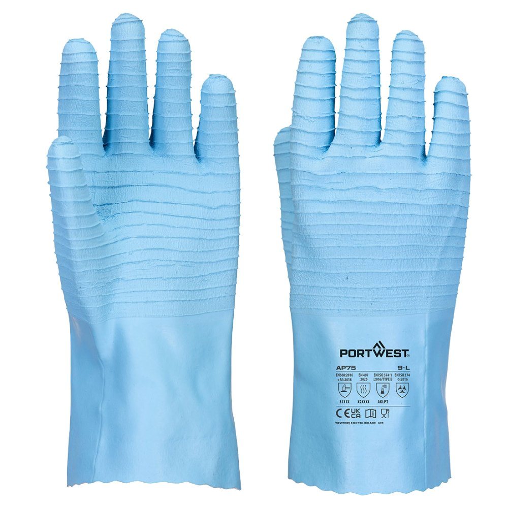12 Paar Portwest FD Chemicalien B Latex handschoen AP75