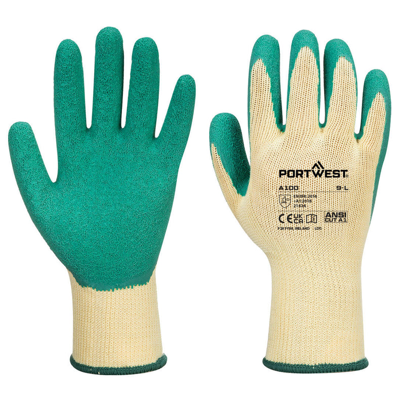 12 Paar Portwest Grip Stratenmakershandschoen (Groen)