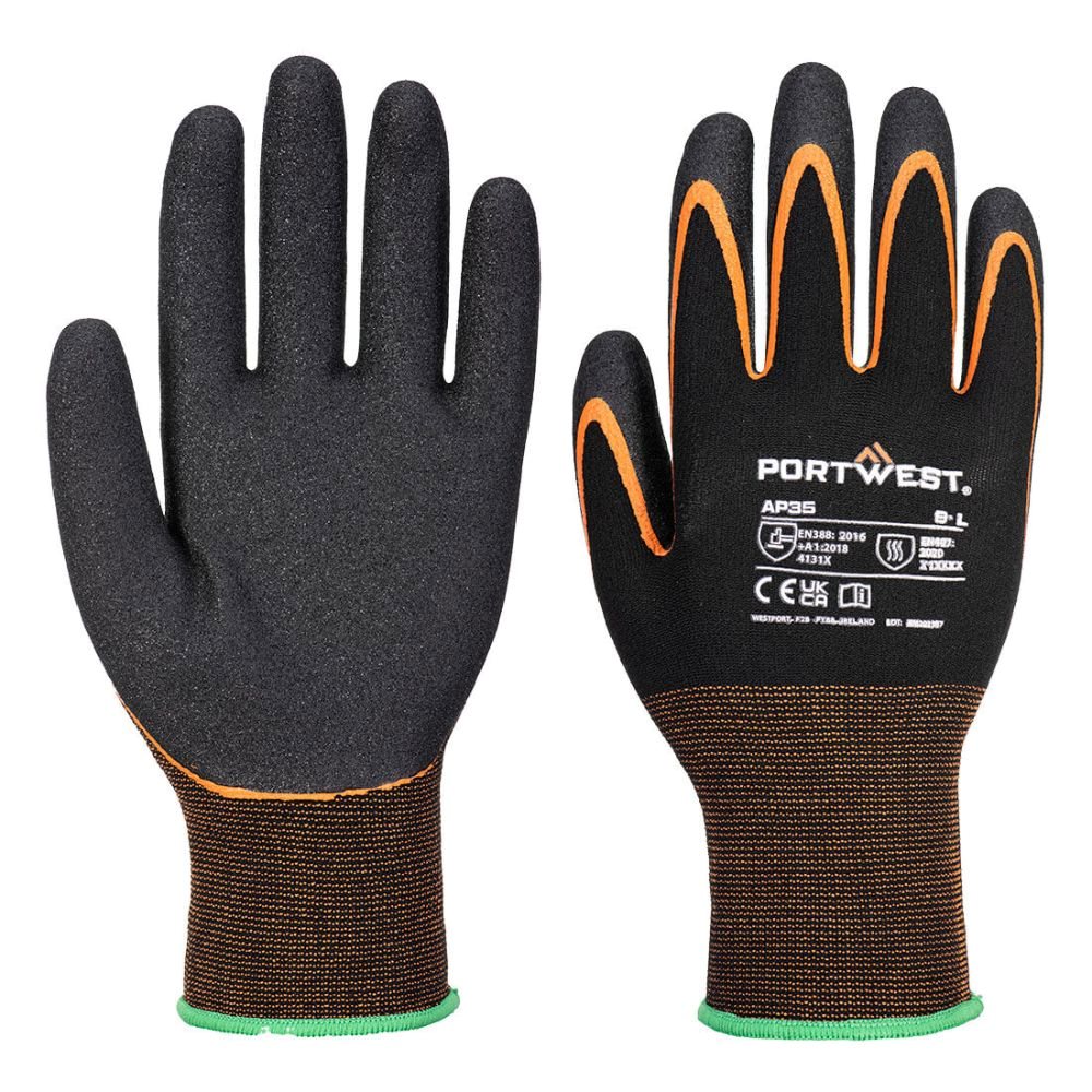 12 Paar Portwest Grip 15 Nitril Dubbele Palm Handschoen AP35