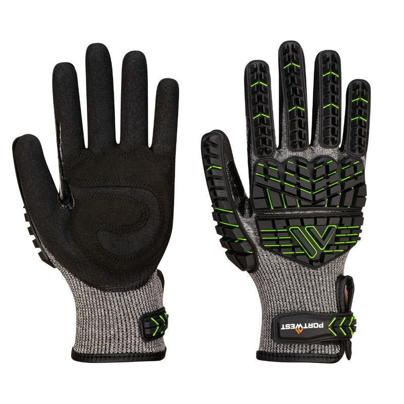 12 Paar Portwest VHR15 Nitril Schuim Impact Handschoen Cut F A755