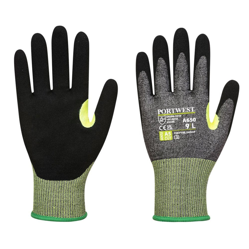 12 Paar Portwest Nitril Schuim Handschoen E (Grijs/Zwart)