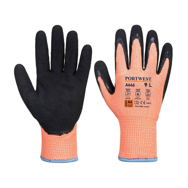 12 Paar Portwest HV Winter Cut D Handschoen (Oranje/Zwart)