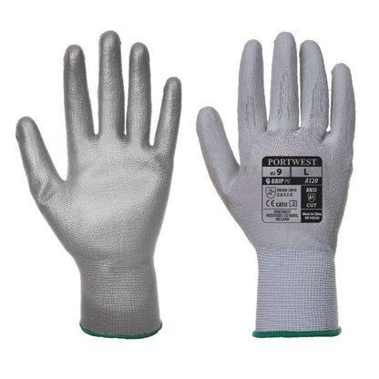 12 Paar Portwest PU Palm Handschoenen (Grijs)