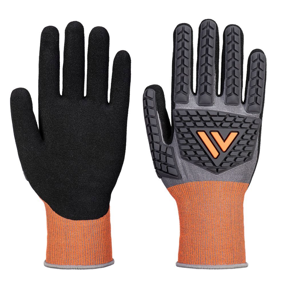 12 Paar Portwest Cut D D18 Nitril impact (Grijs/Zwart)