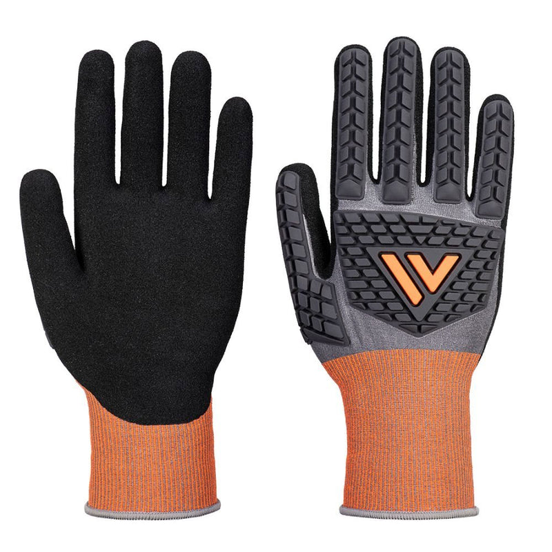 12 Paar Portwest Cut D D18 Nitril impact (Grijs/Zwart)