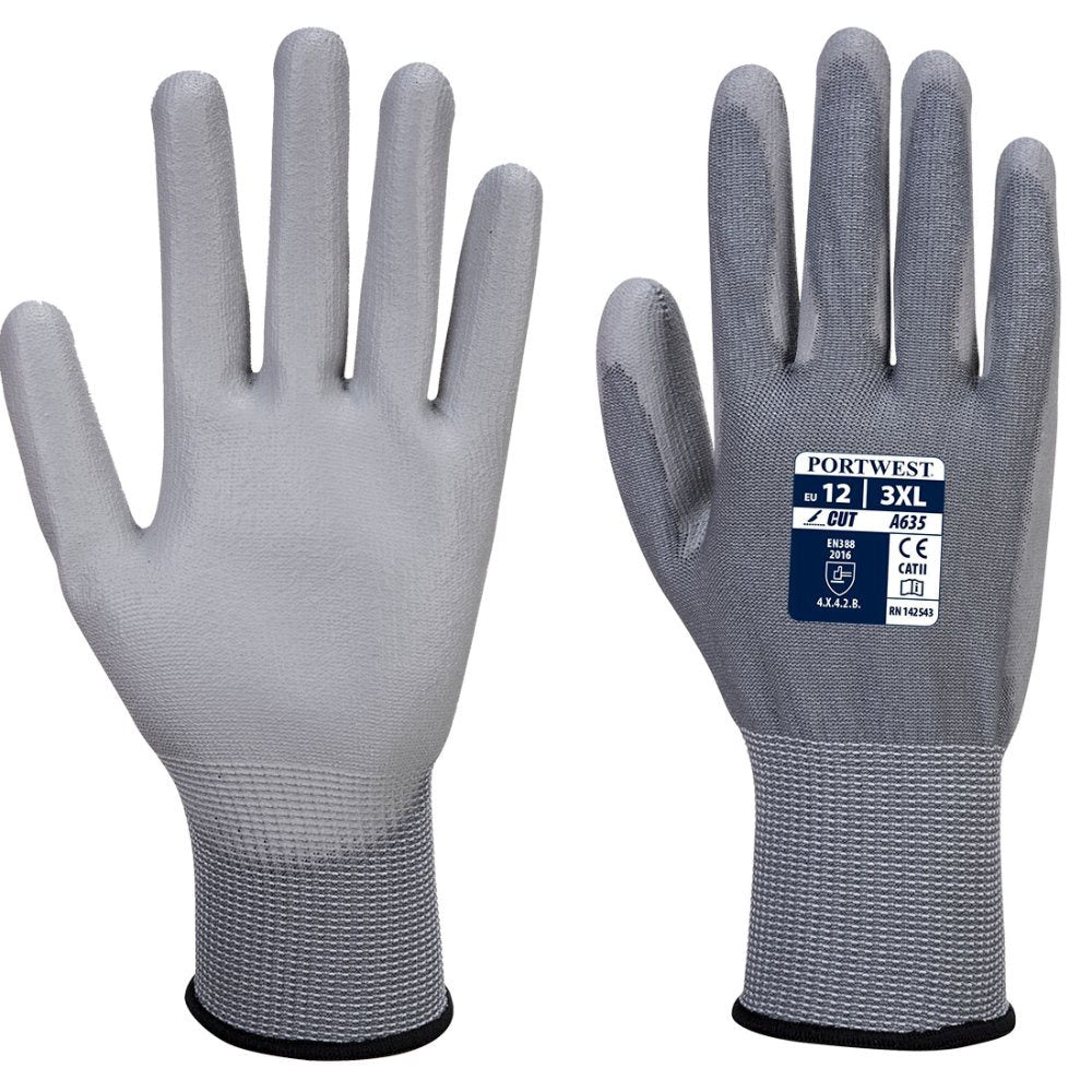 12 Paar Portwest Eco-Cut 3 / B Handschoen (Grijs)