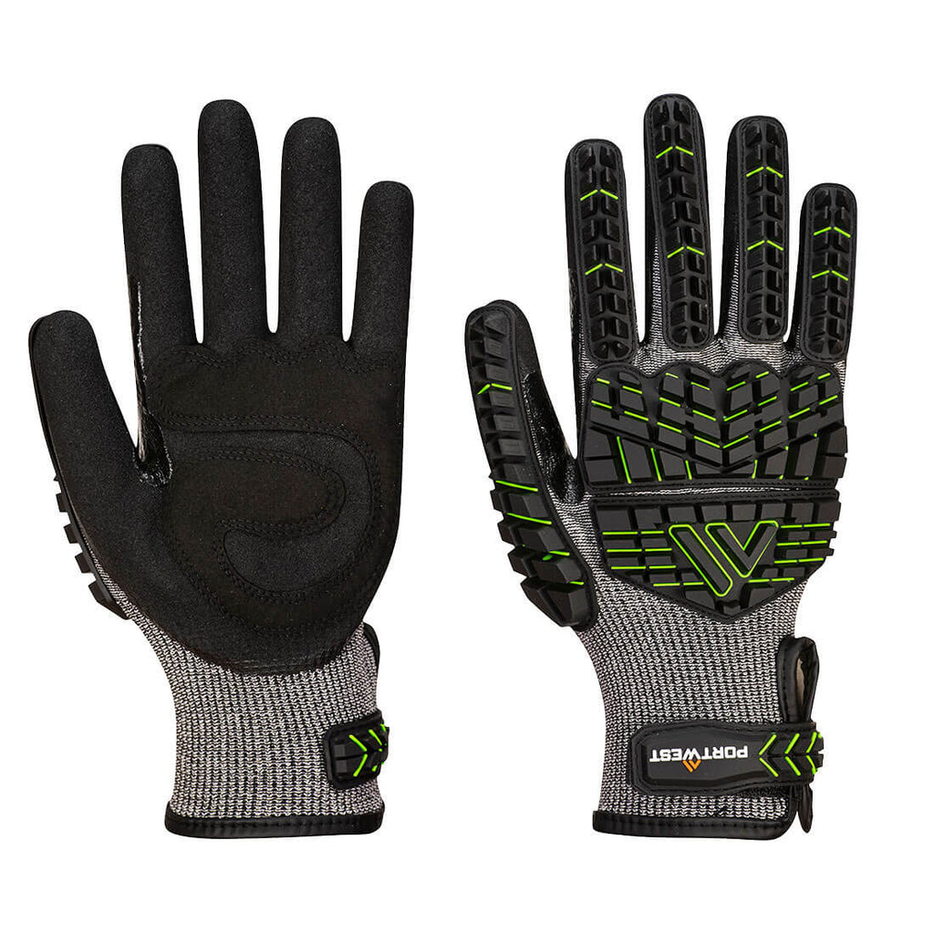 12 Paar Portwest Nitril Schuim Impact Glove Cut F (Zwart)