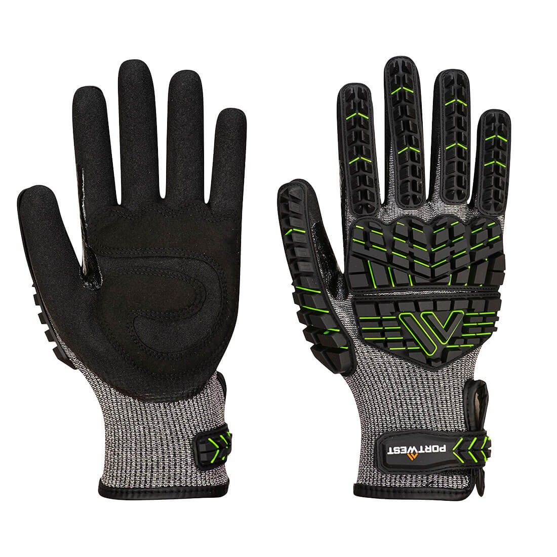 12 Paar Portwest Nitril Schuim Impact Glove Cut F (Zwart)