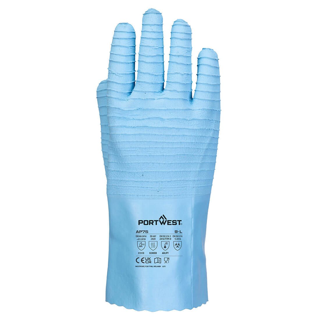 12 Paar Portwest FD Chemicali‰n B Latex handschoen (Kobalt)