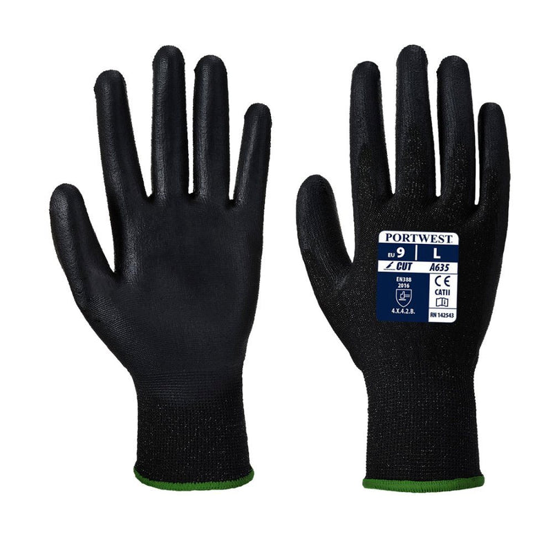 12 Paar Portwest Eco-Cut 3 / B Handschoen (Zwart)