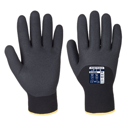 12 Paar Portwest Arctic Winterhandschoen Niltrilfoam (Zwart)