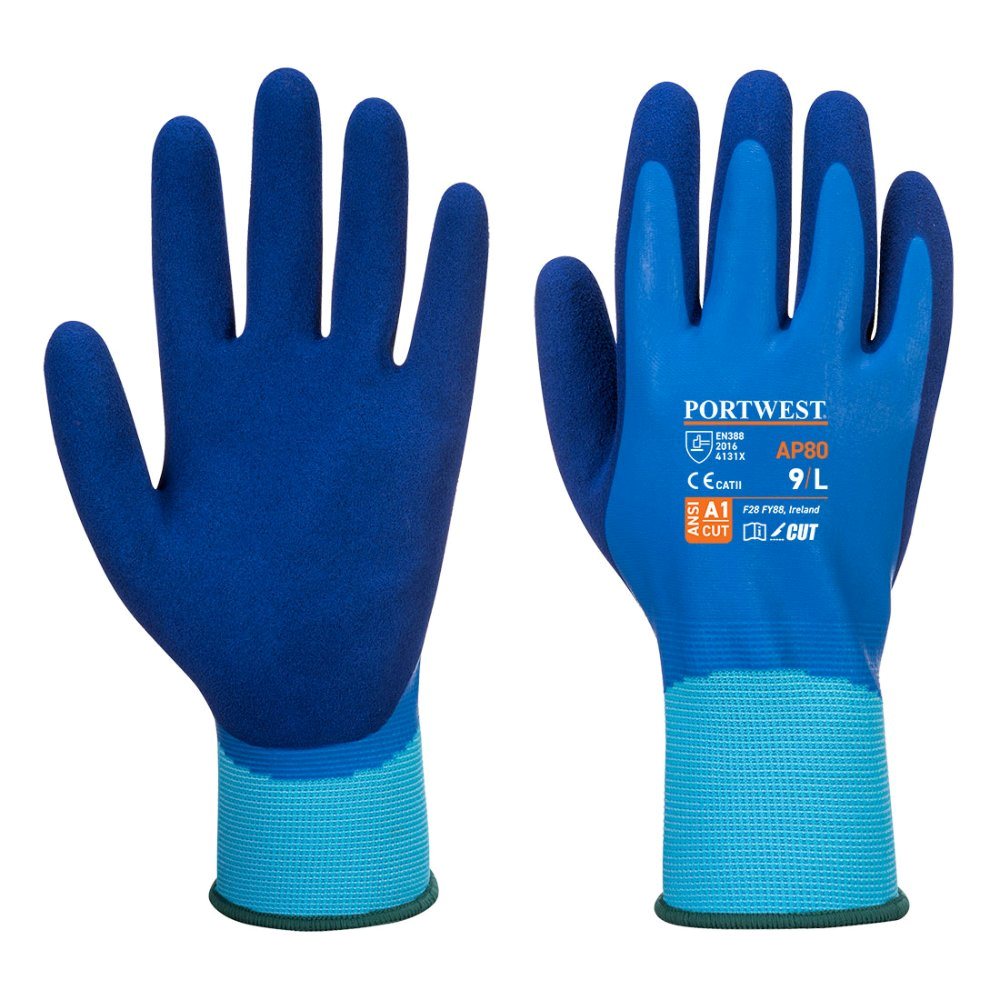 12 Paar Portwest Liquid Pro Waterdichte handschoen (Kobalt)