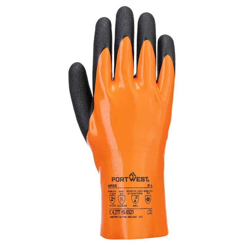 12 Paar Portwest Grip 15 Nitril Handschoen (Oranje/Zwart)
