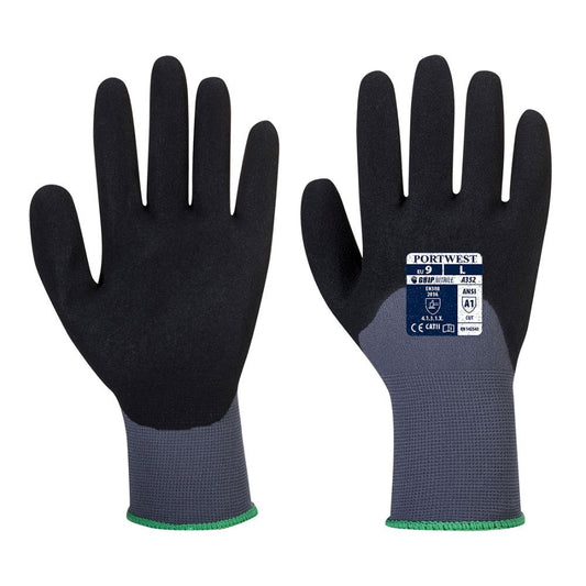 12 Paar Portwest Dermiflex Ultra Nitril Handschoen (Grijs/Zw)