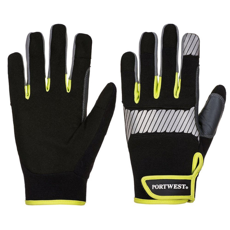 12 Paar Portwest PW3 Mechanische handschoenen (Zwart/Geel)