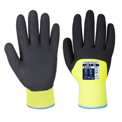 12 Paar Portwest Arctic Winterhandschoen Niltrilfoam (Geel)