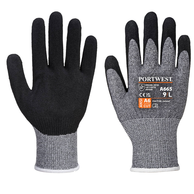 12 Paar Portwest Handschoen Cut 5 & E (Grijs)