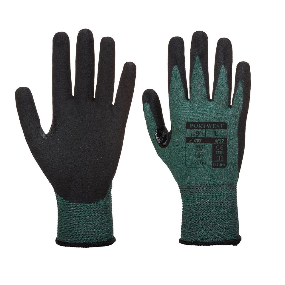 12 Paar Portwest Dexti Pro Handschoen Cut 3/B (Zwart/Grijs)