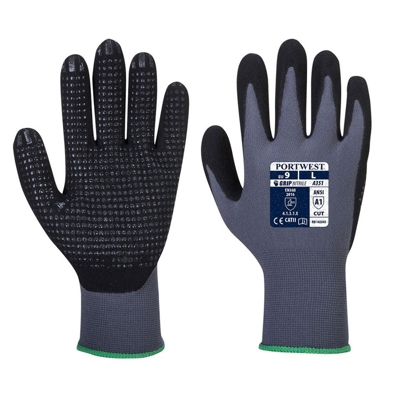 12 Paar Portwest Dermiflex Plus Nitril Handschoen (Grijs/Zw)