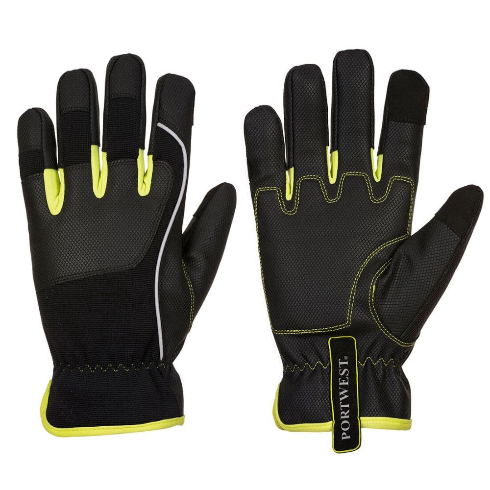 12 Paar Portwest PW3 Tradesman Glove (Zwart/Geel)