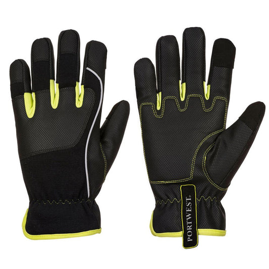 12 Paar Portwest PW3 Tradesman Glove (Zwart/Geel)
