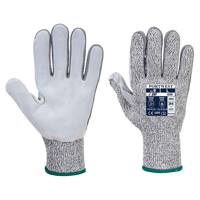 12 Paar Portwest Razor-Lite Glashandschoen Cut 5/D (Grijs)