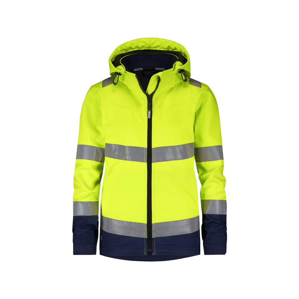 dassy-hivis-malaga-dames-hogezichtbaarheidssoftshelljas-geel-navy