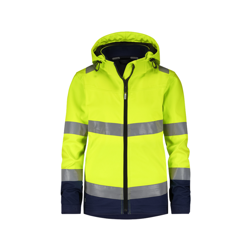 dassy-hivis-malaga-dames-hogezichtbaarheidssoftshelljas-geel-navy