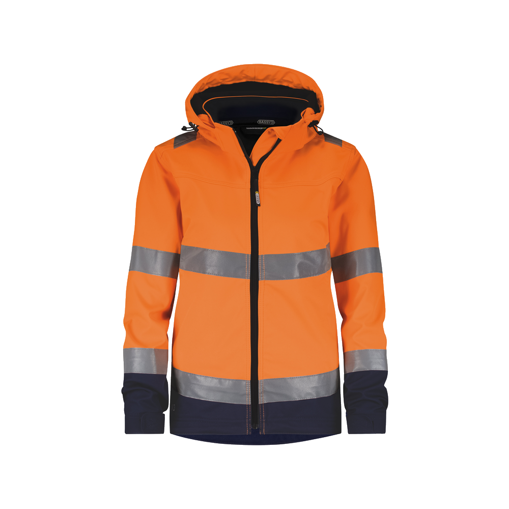 dassy-hivis-malaga-dames-hogezichtbaarheidssoftshelljas-oranje-navy