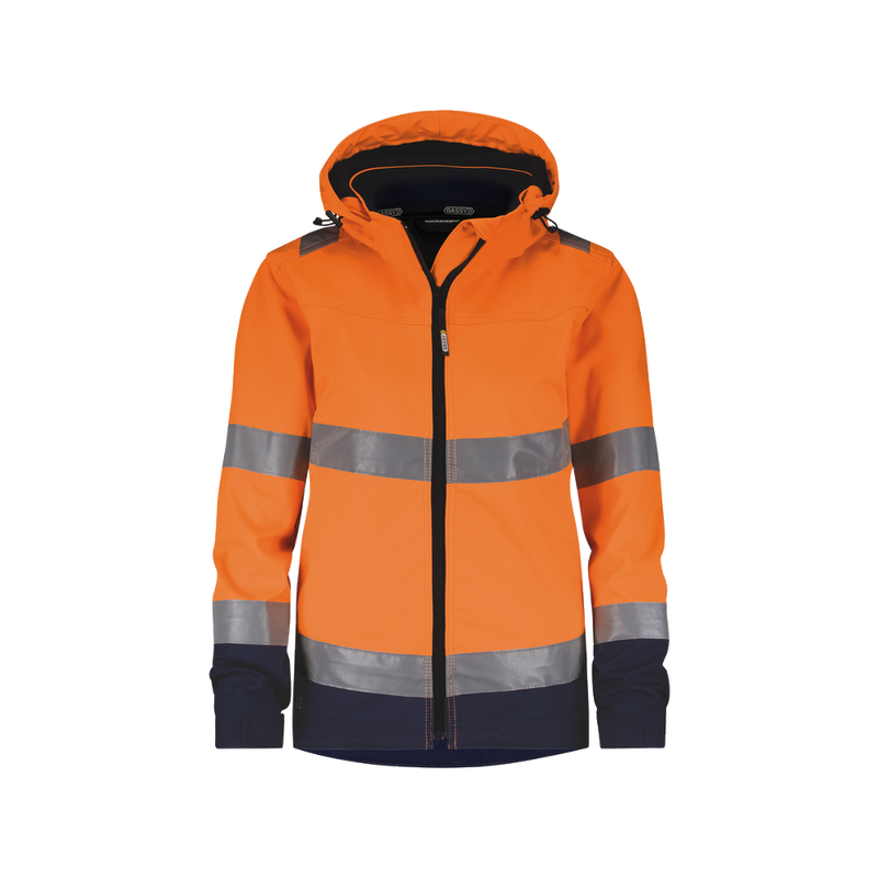 dassy-hivis-malaga-dames-hogezichtbaarheidssoftshelljas-oranje-navy