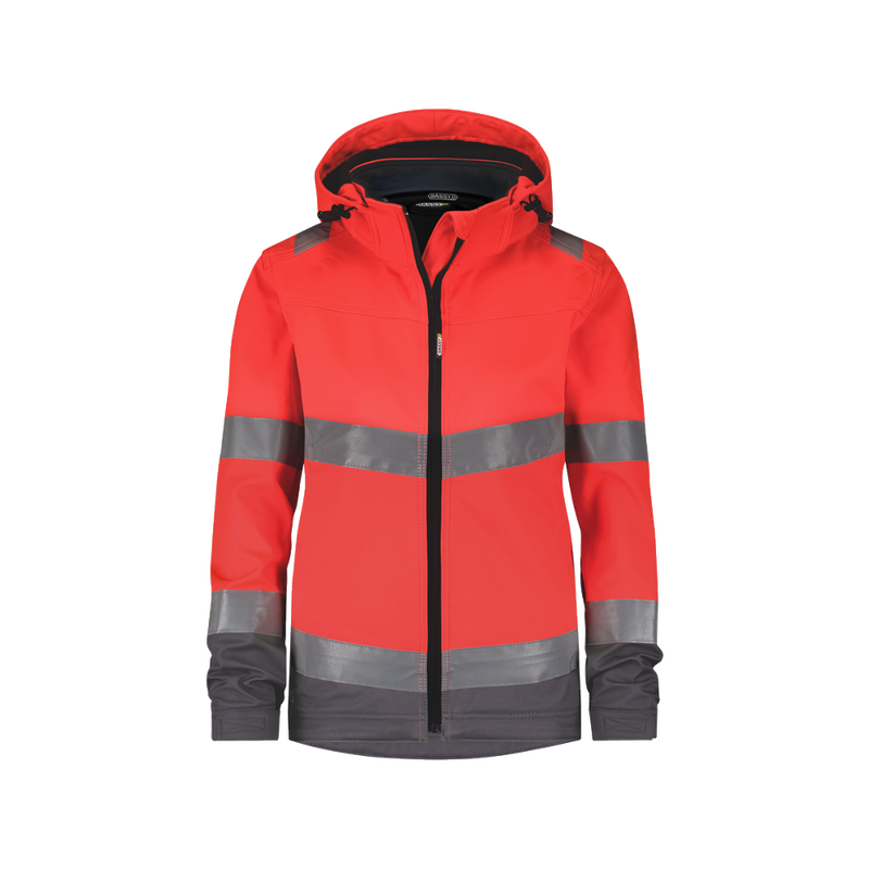 dassy-hivis-malaga-dames-hogezichtbaarheidssoftshelljas-rood-cementgrijs