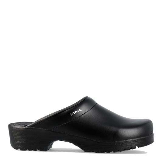 Sika Men's Work Shoe - Black Leather Closed Clog In EU Size 40 (Flat Shoe Style)