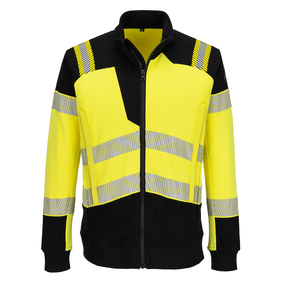 portwest-pw3-modaflame-knit-hi-vis-fr-full-zip-sweatshirt-geel-zwart