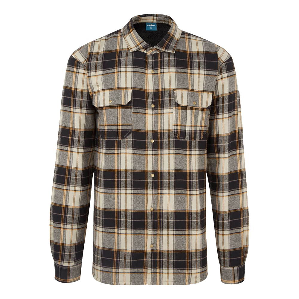 portwest-ka3-sherpa-lined-check-shirt-zwart