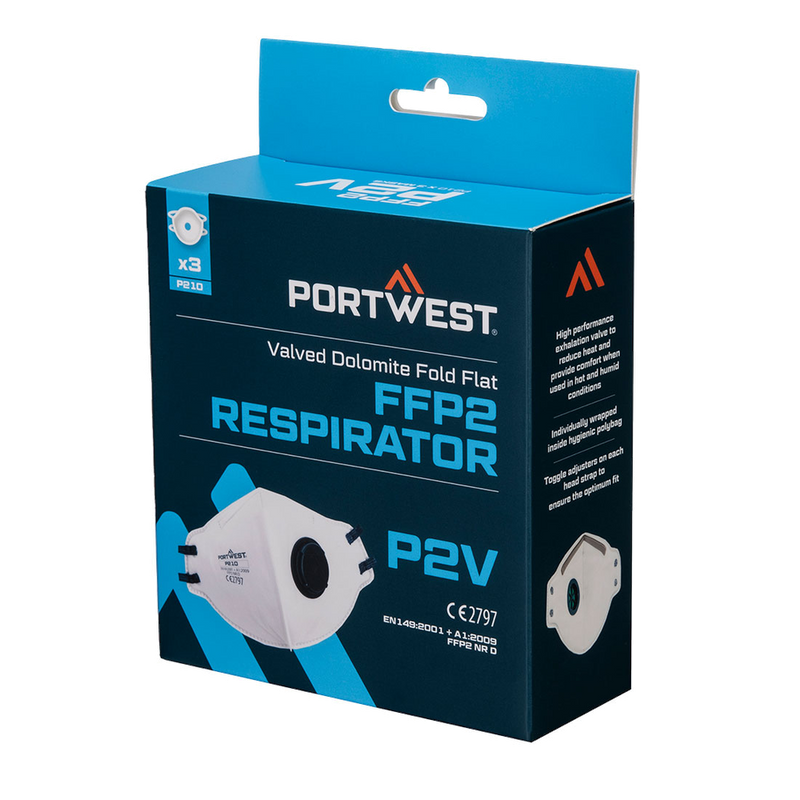 portwest-ffp2-v-dolomite-fold-flat-respirator-pk3-wit