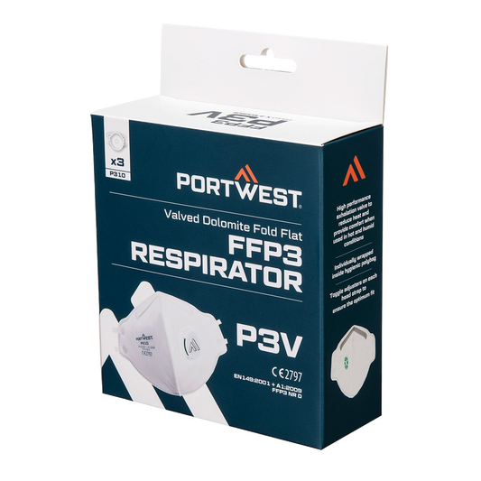 portwest-ffp3-v-dolomite-fold-flat-respirator-pk3-wit