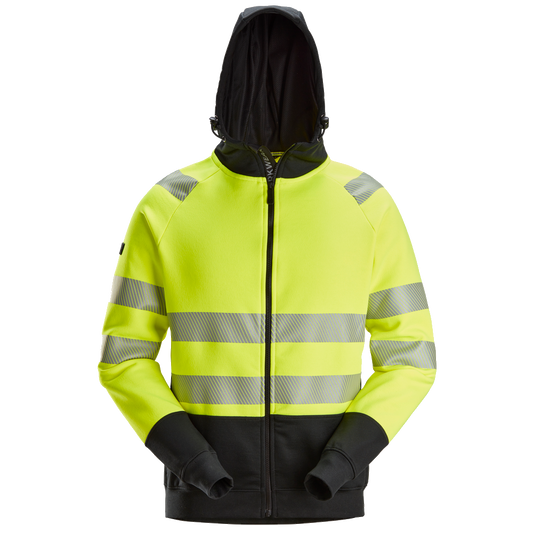 snickers-high-vis-kl2-hoodie-met-rits-geel-zwart