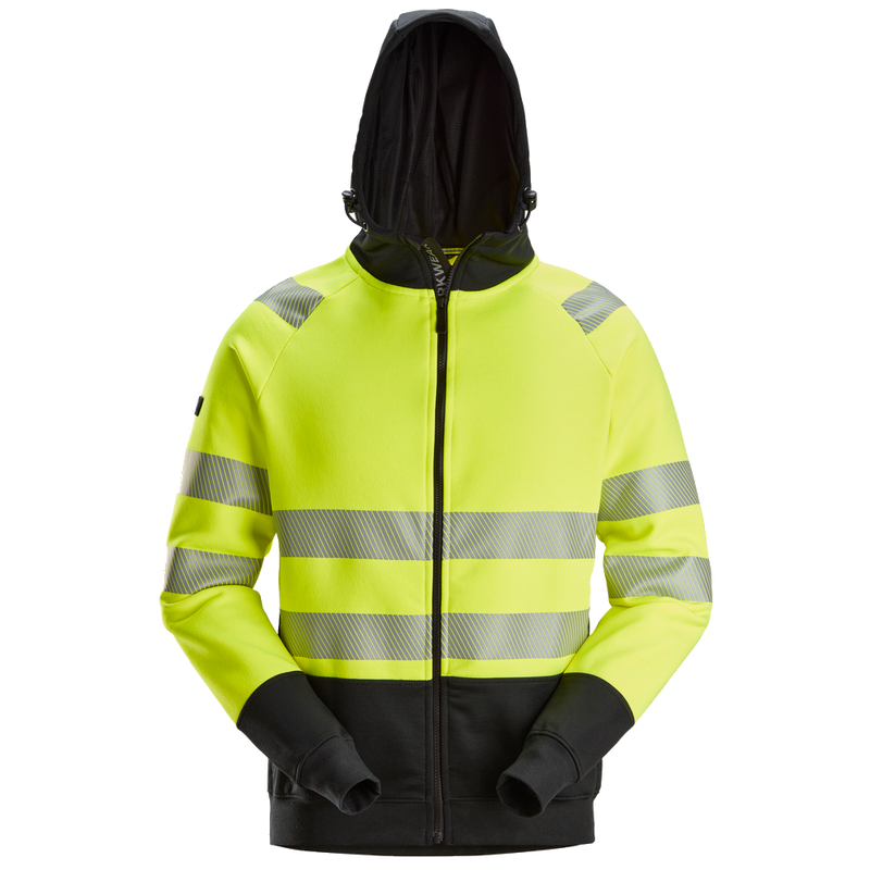 snickers-high-vis-kl2-hoodie-met-rits-geel-zwart