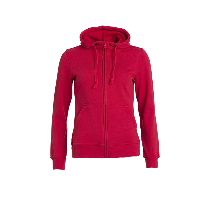 clique-basic-hoody-full-zip-dames-rood