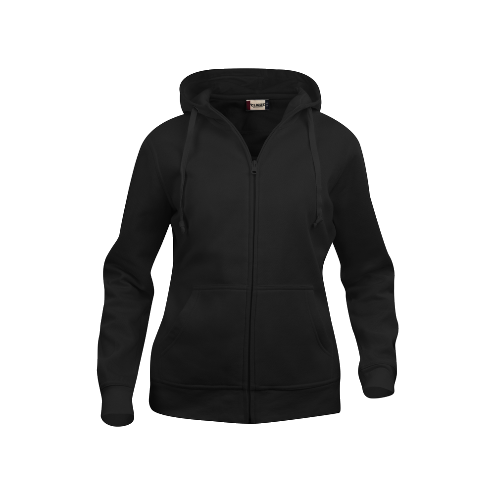 clique-basic-hoody-full-zip-dames-zwart